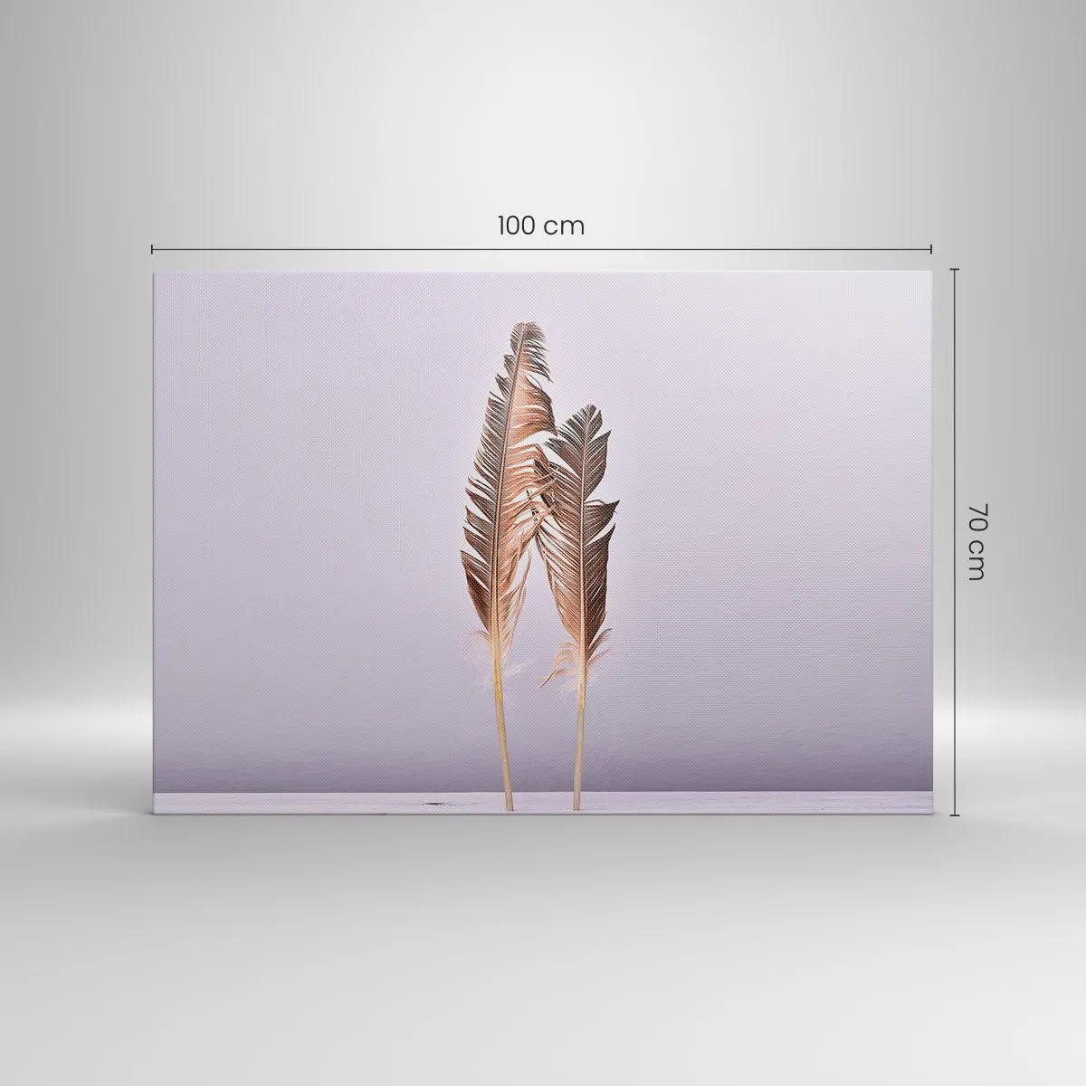 Impression sur toile - Image sur toile - Plumes délicates sur fond clair dans un style minimaliste - 100x70cm - Face au néant - Décoration murale moderne pour le salon et la chambre ARTTOR