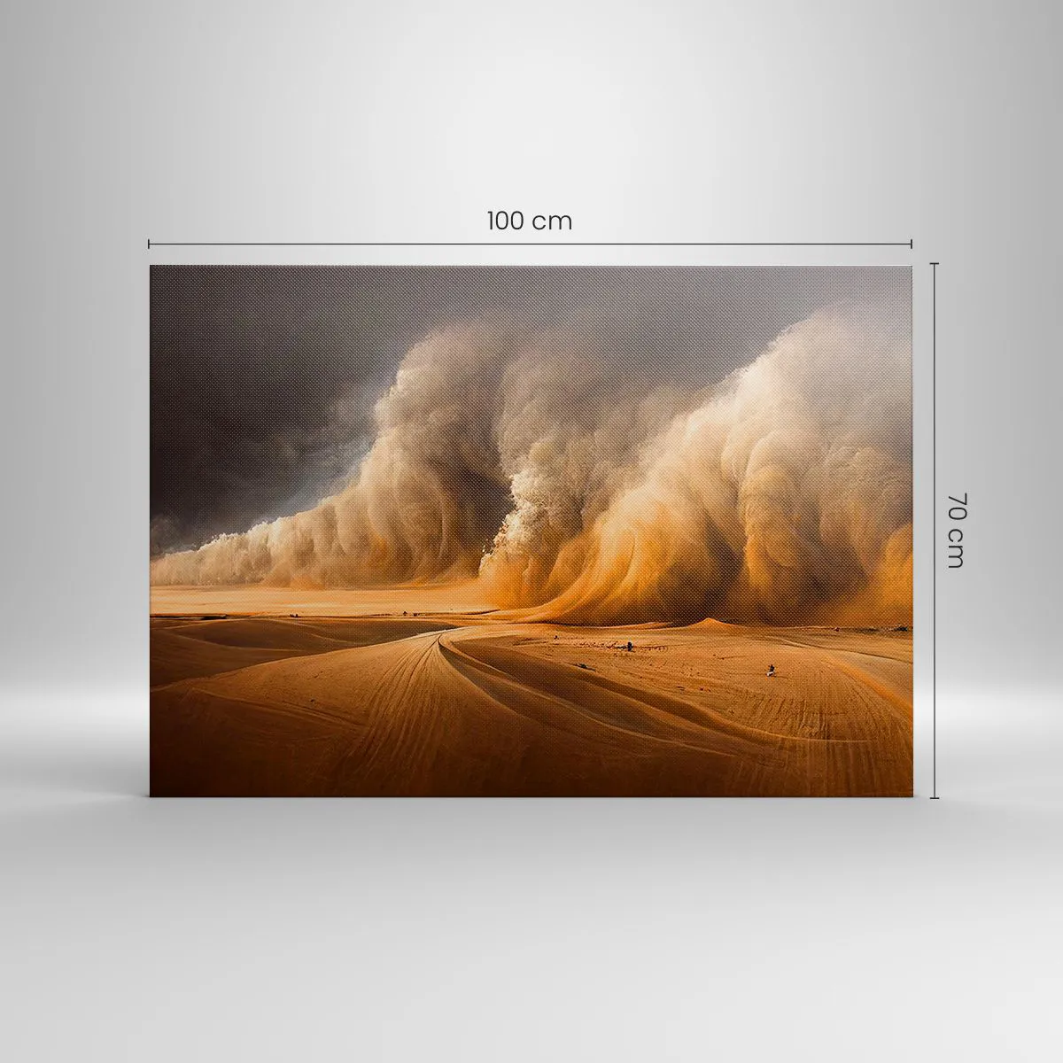 Obraz na płótnie - Imponująca burza piaskowa na pustyni - 100x70cm - Gniew pustyni - Nowoczesna dekoracja ścienna do salonu, kuchni i sypialni ARTTOR