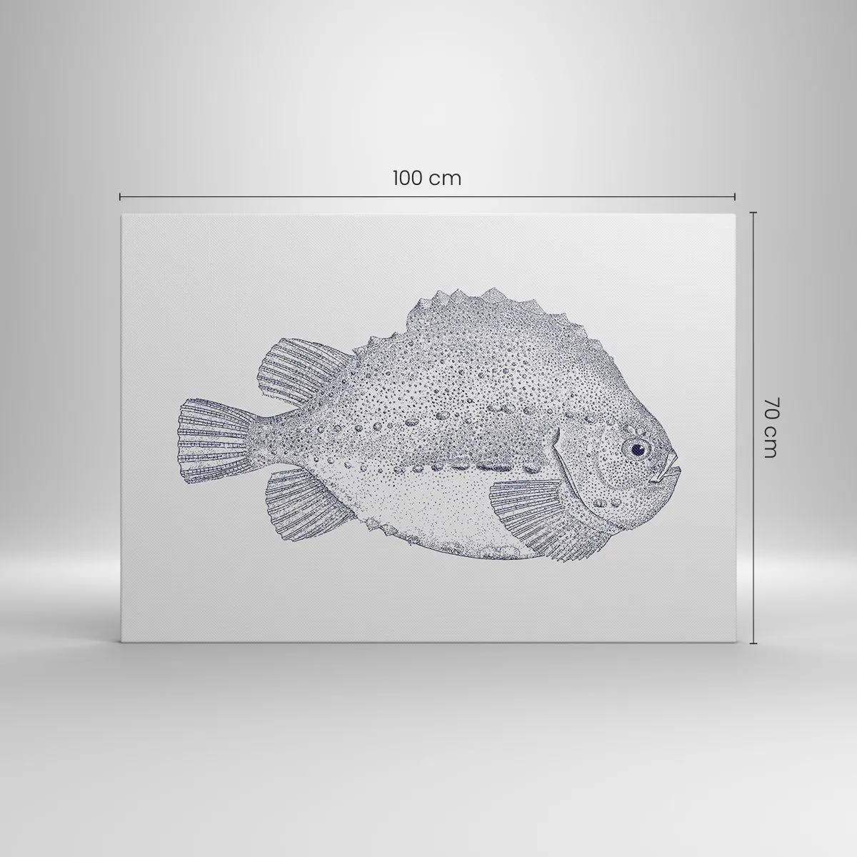 Impression sur toile - Image sur toile - Dessin noir et blanc d'un poisson sur fond blanc dans un style minimaliste - 100x70cm - Pour l'album du naturaliste - Décoration murale moderne pour le salon et la chambre ARTTOR