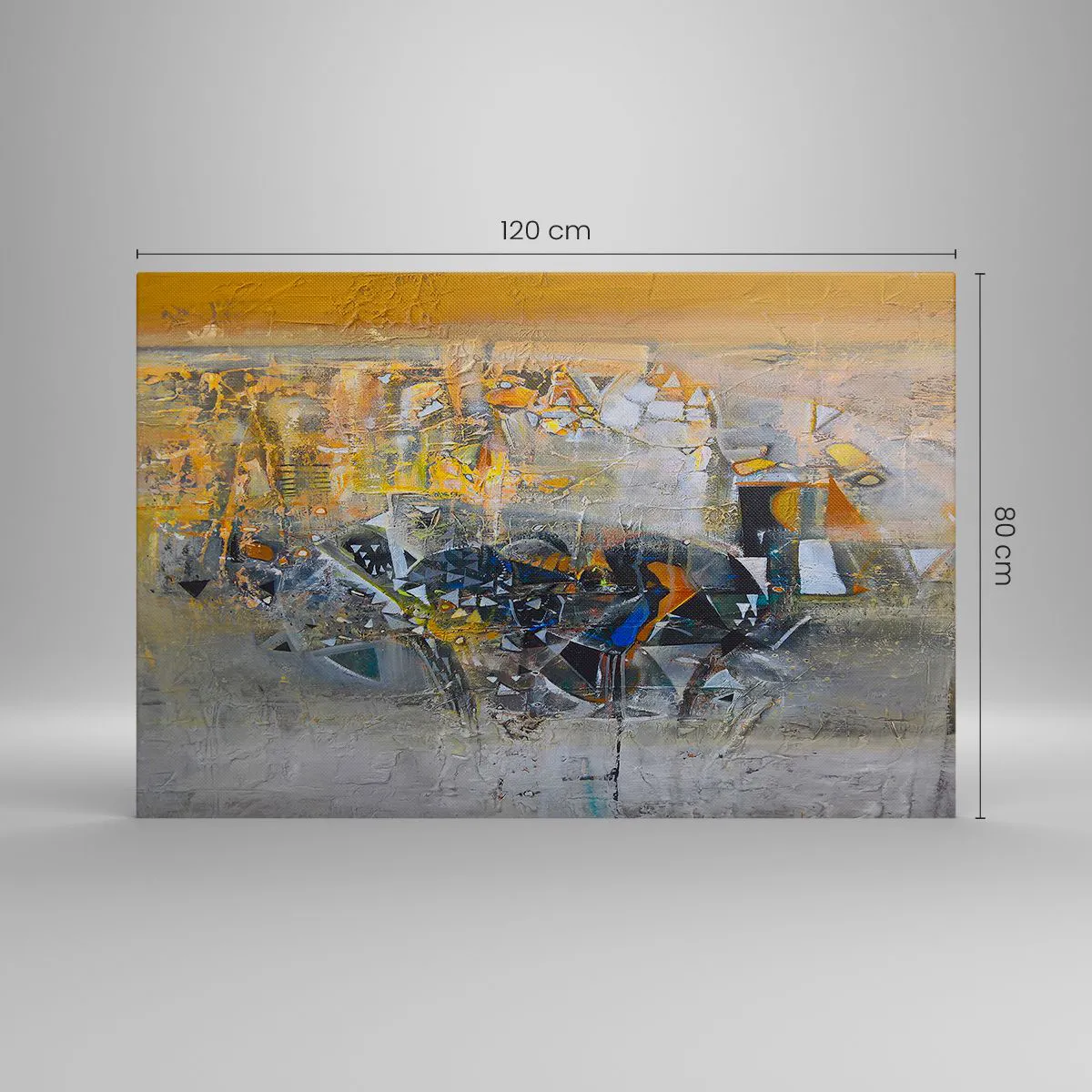 Bild auf Leinwand - Leinwandbild - Abstraktion mit dominanten Gelb- und Grautönen - 120x80cm - Alles wird gut - Moderne Wanddekoration für Wohnzimmer und Schlafzimmer ARTTOR