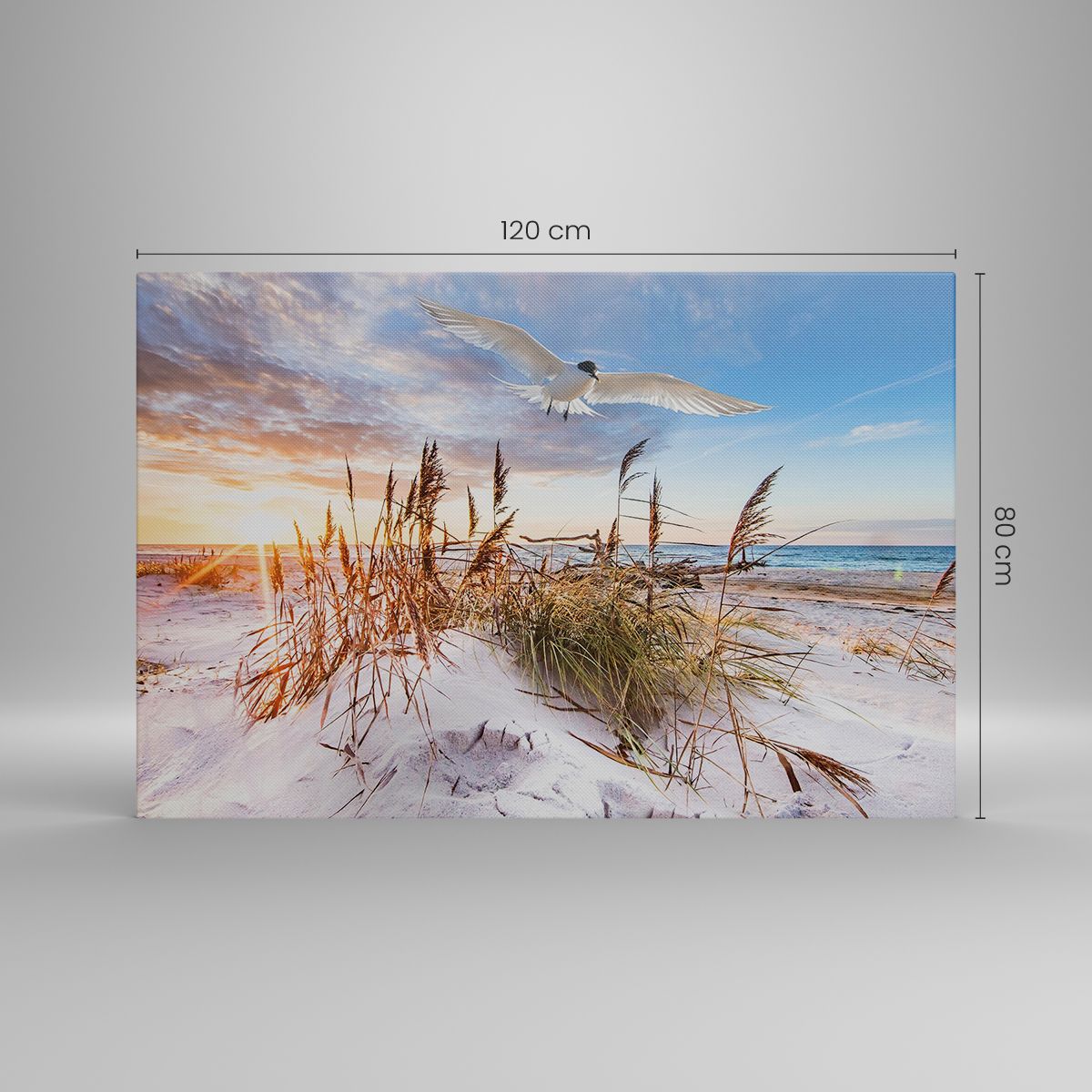 Tableau Toile 120x80cm - Mer, Vague, Mouette - Décoration Murale - ARTTOR