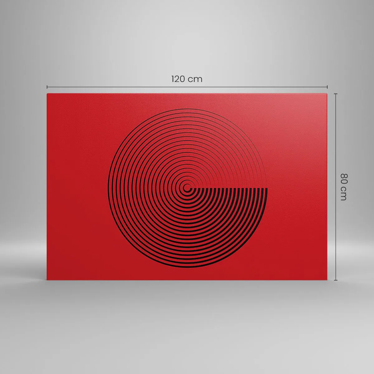 Impression sur toile - Image sur toile - Cercles concentriques sur fond rouge - 120x80cm - Mouvement circulaire - Décoration murale moderne pour le salon et la chambre ARTTOR