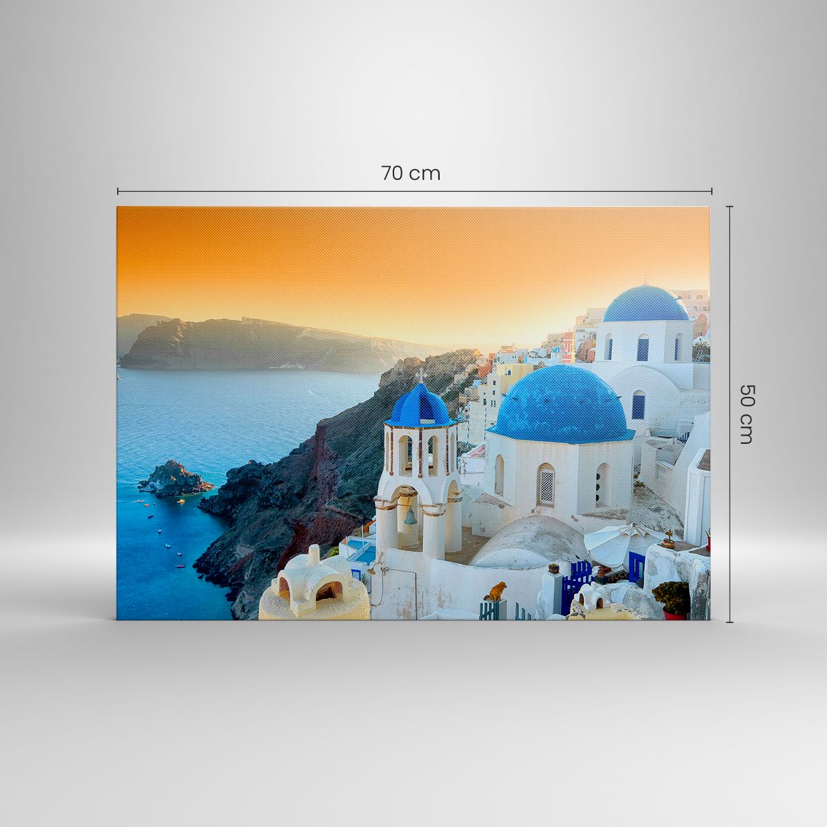 Quadro su tela 70x50 cm - Santorini: aggrappate alle rocce - Arttor -  Negozio con decorazioni da parete