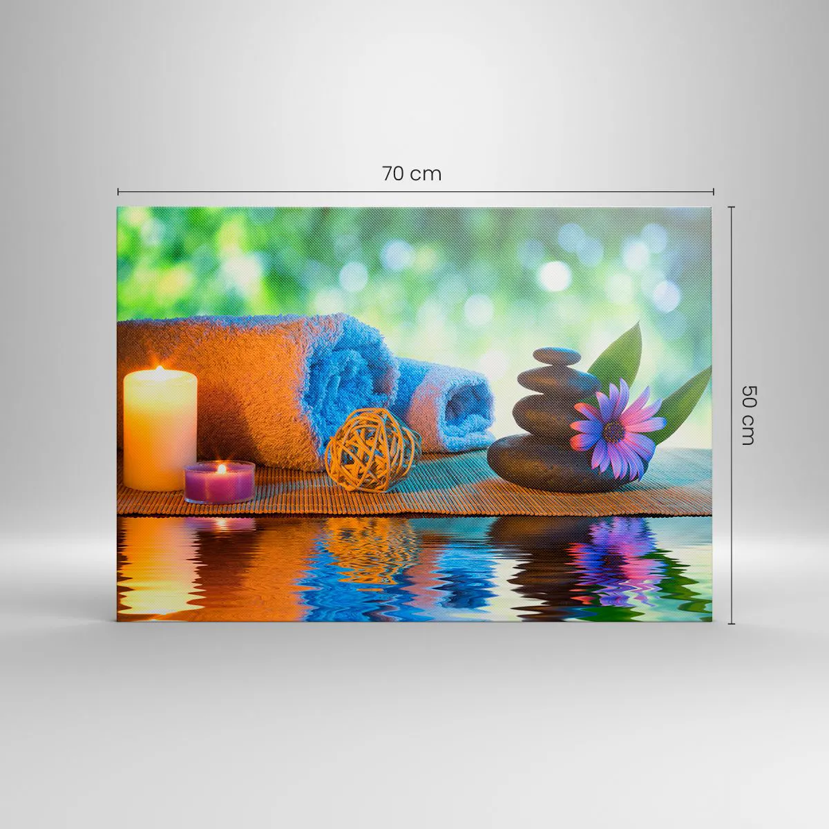 Targa Decorativa In Metallo Vintage SPA Relax - Pietre Zen, Fiori Di Loto, Candele - 20x30 Cm, Arredo Bagno E Centri Benessere