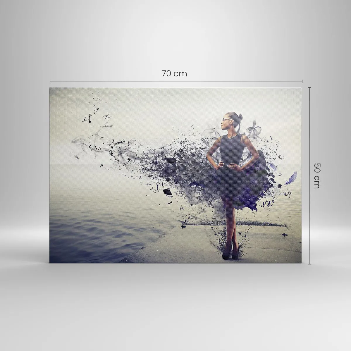 Tablou pe pânză Canvas - O femeie într-o compoziție artistică pe fundalul apei - 70x50cm - Venus africană - Decorațiune modernă pentru perete pentru living și dormitor ARTTOR