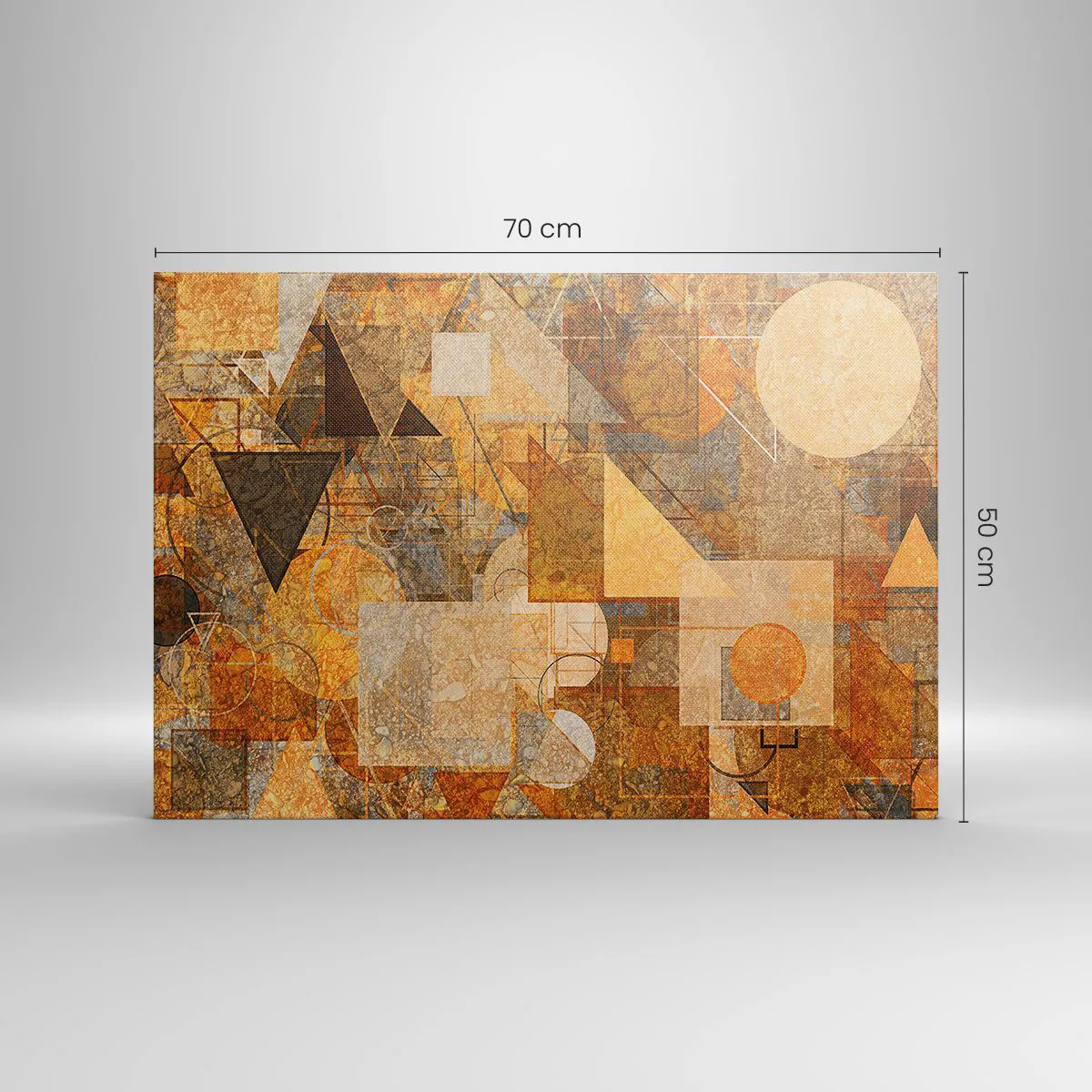 Canvas picture - Abstract geometric figures in warm shades - 70x50cm - Cubist Study in Brown - Modern wall decoration for the living room and bedroom ARTTOR