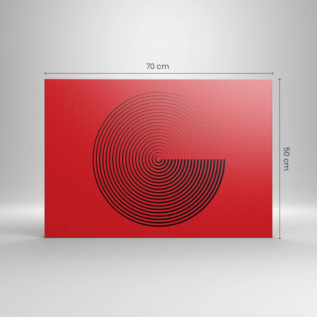 Canvas picture - Concentric circles on a red background - 70x50cm - Circular Movement - Modern wall decoration for the living room and bedroom ARTTOR