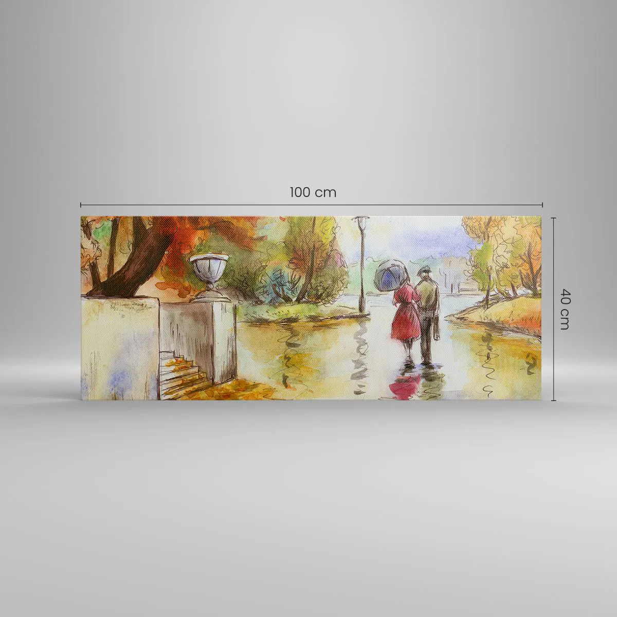 Quadro su tela - Stampe su Tela - Autunno romantico nel parco - 100x40 cm