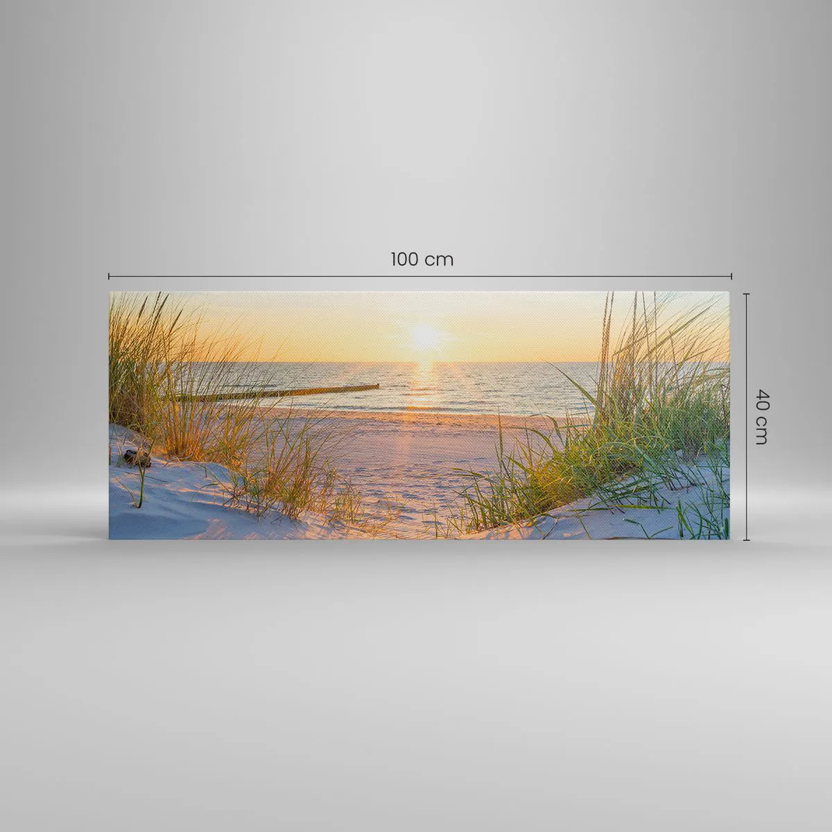 Lærredstryk - Billede på lærred - Havet brummer, fuglene synger, en vild strand midt i græsset.... - 100x40 cm