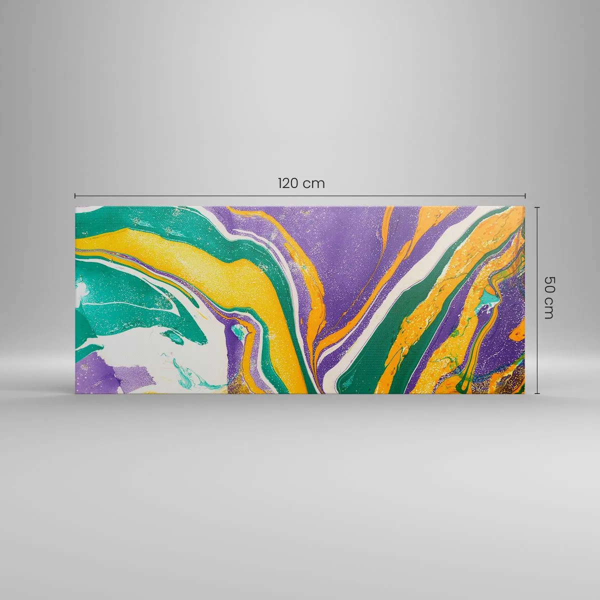 Quadro su tela - Stampe su Tela - Motivo astratto in marmo dai colori vivaci - 120x50cm - Onde di colore - Decorazione murale moderna per soggiorno e camera da letto ARTTOR