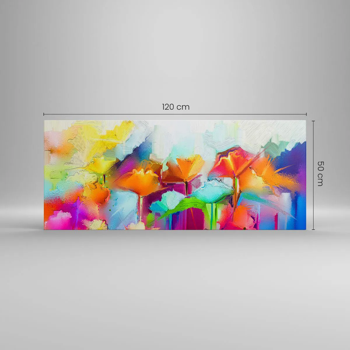 Lærredstryk - Billede på lærred - Regnbuen i blomstring - 120x50 cm