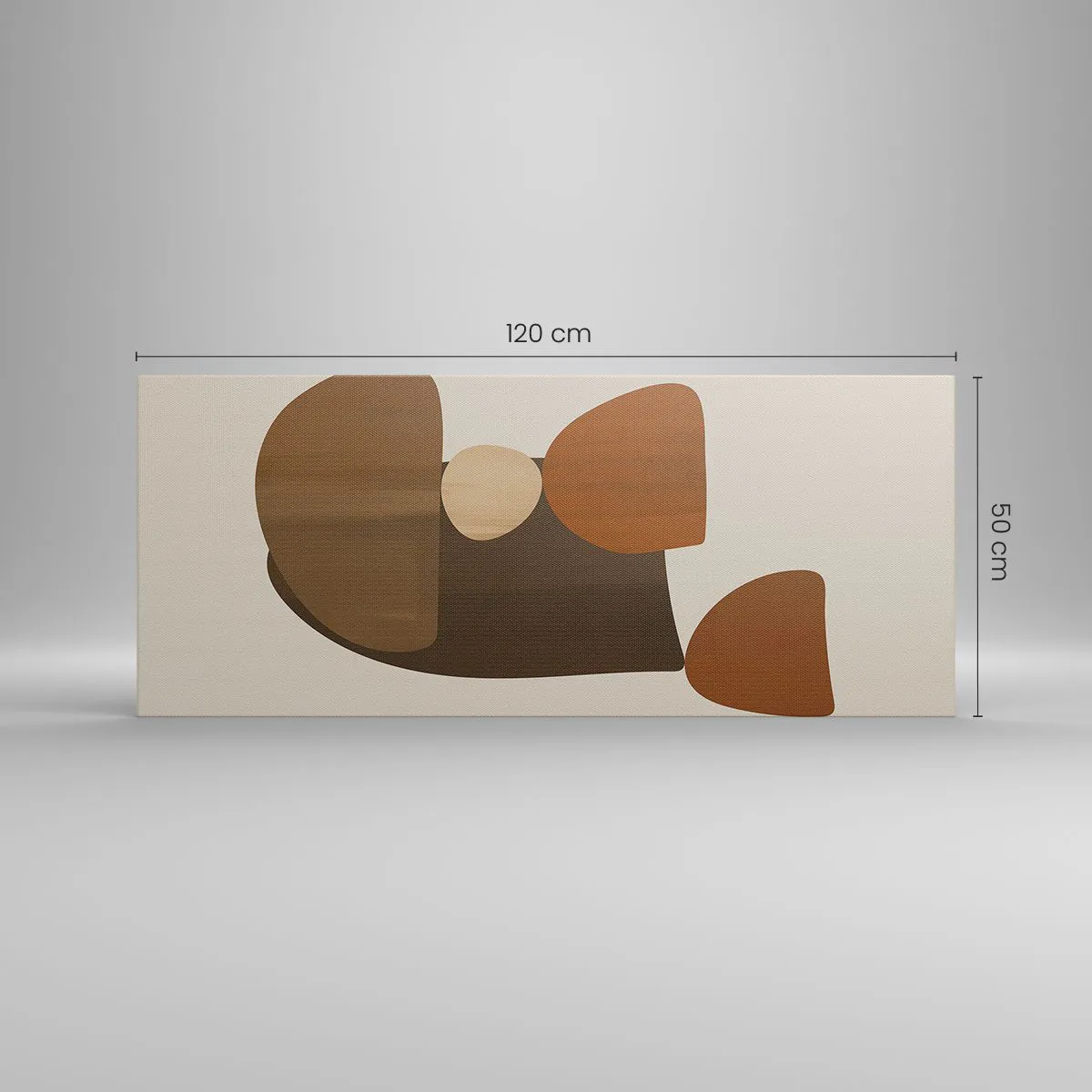 Cuadro sobre lienzo - Impresión de Imagen - Composición abstracta en tonos marrones y beige. - 120x50cm - Composición en bronce - Decoración de pared moderna para salón y dormitorio ARTTOR