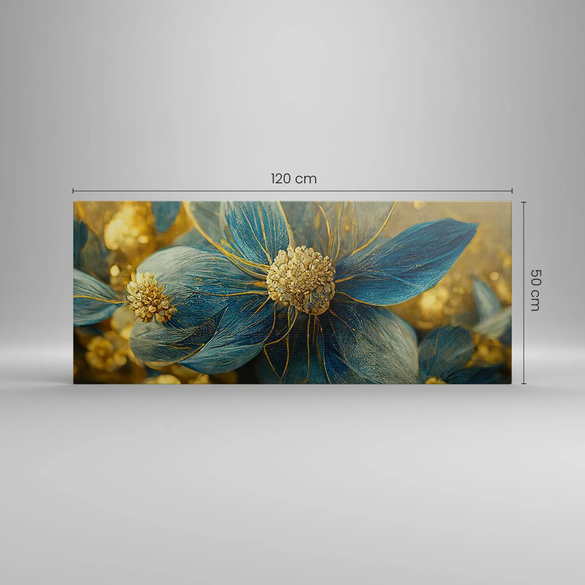 Quadro em tela - Florescer com ouro - 120x50 cm