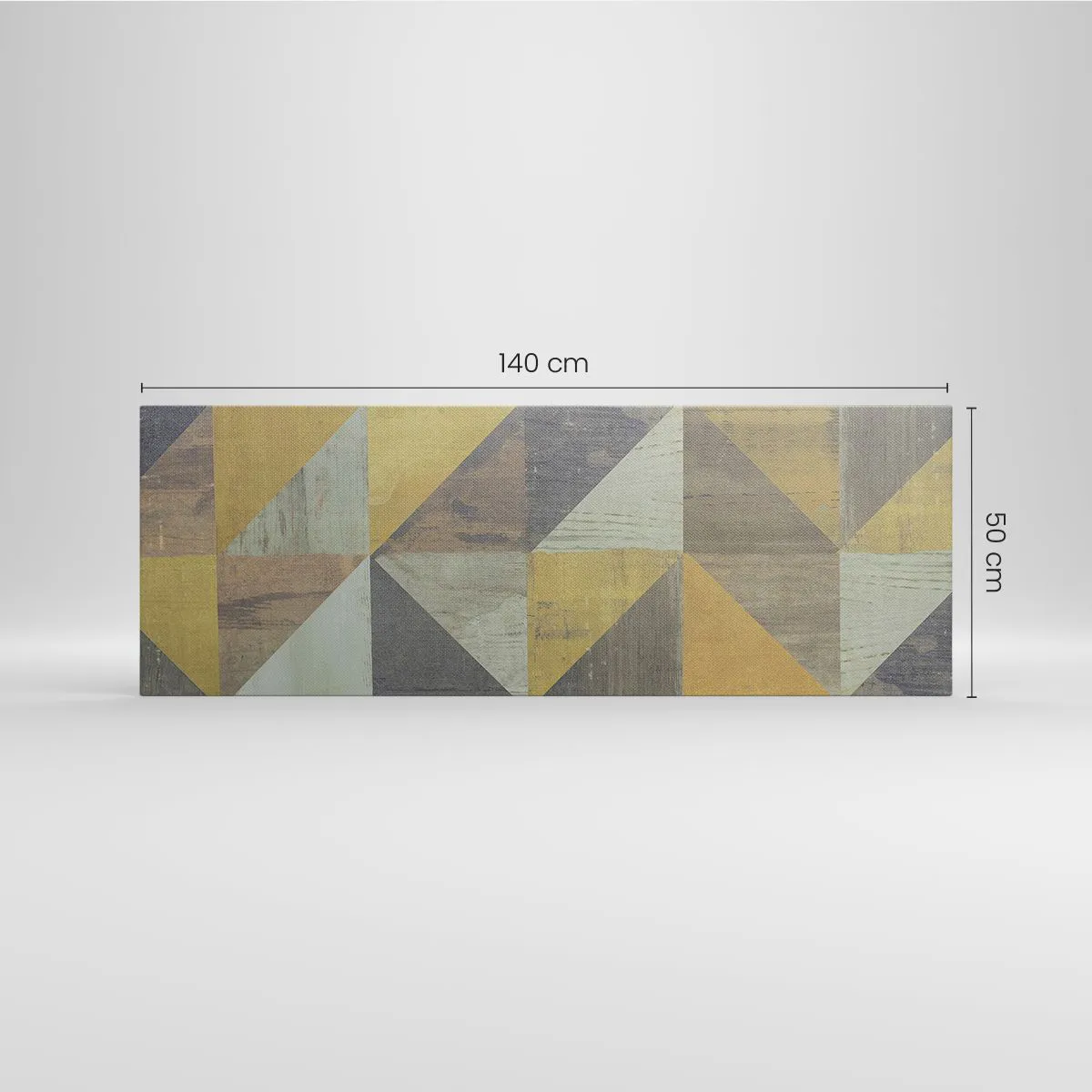 Obraz na płótnie - Geometryczna kompozycja trójkątów w odcieniach ziemi - 140x50cm - Pod kątem trójkąta - Nowoczesna dekoracja ścienna do salonu i sypialni ARTTOR