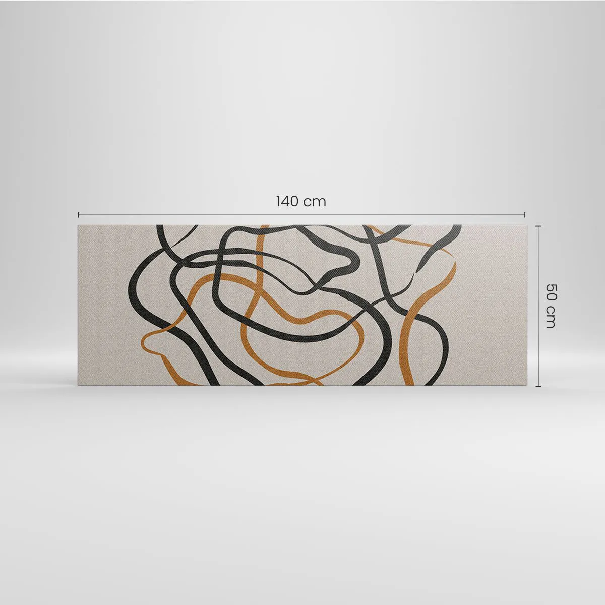 Cuadro sobre lienzo - Impresión de Imagen - Líneas enredadas en negro y dorado sobre un fondo claro. - 140x50cm - Todo ha salido mal - Decoración de pared moderna para salón y dormitorio ARTTOR