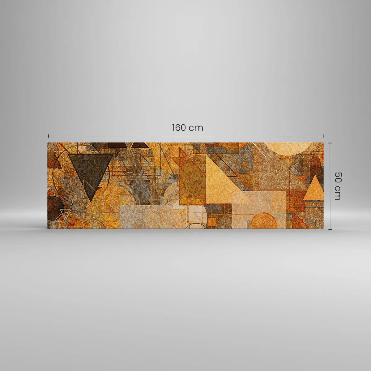 Obraz na plátně - Kubistická bronzová studie - 160x50 cm