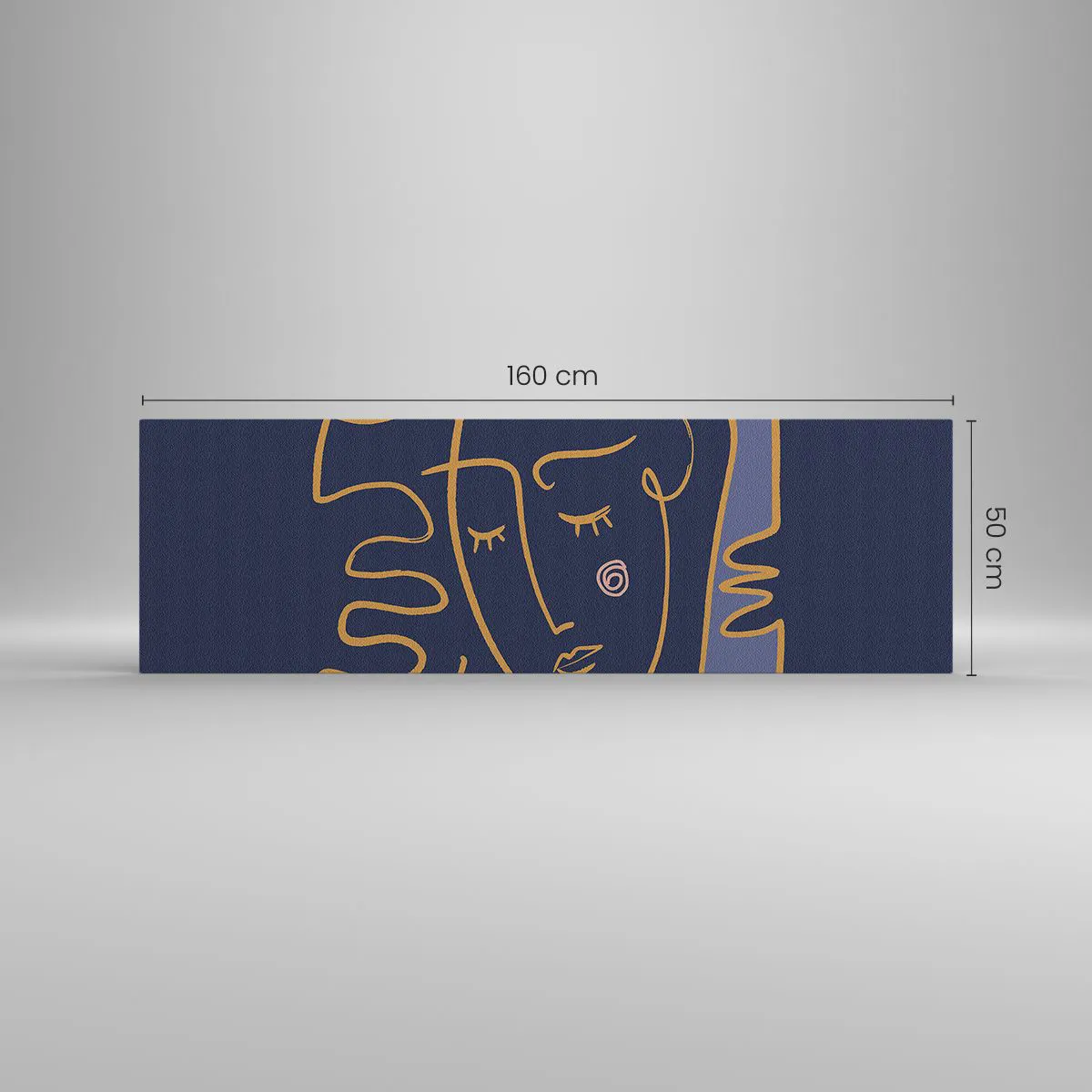 Impression sur toile - Image sur toile - Portrait de visage abstrait dans un style minimaliste - 160x50cm - En réflexion - Décoration murale moderne pour le salon et la chambre ARTTOR