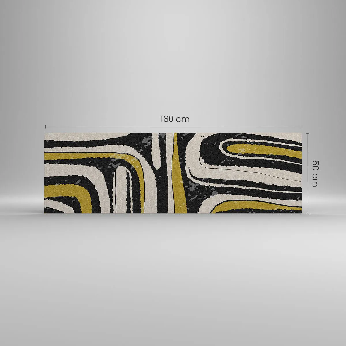 Impression sur toile - Image sur toile - Motif abstrait en noir, blanc et or - 160x50cm - Composition : routes et ruelles - Décoration murale moderne pour le salon et la chambre ARTTOR