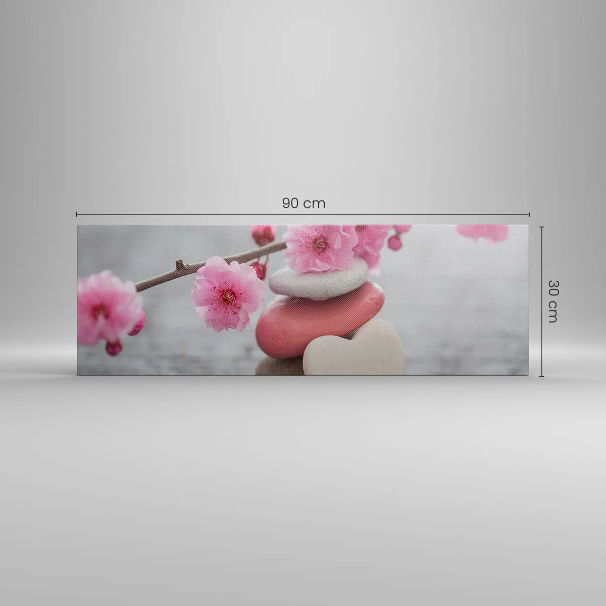 Bild auf Leinwand - Leinwandbild - Glückseligkeit mit einer Kirschblüte - 90x30 cm