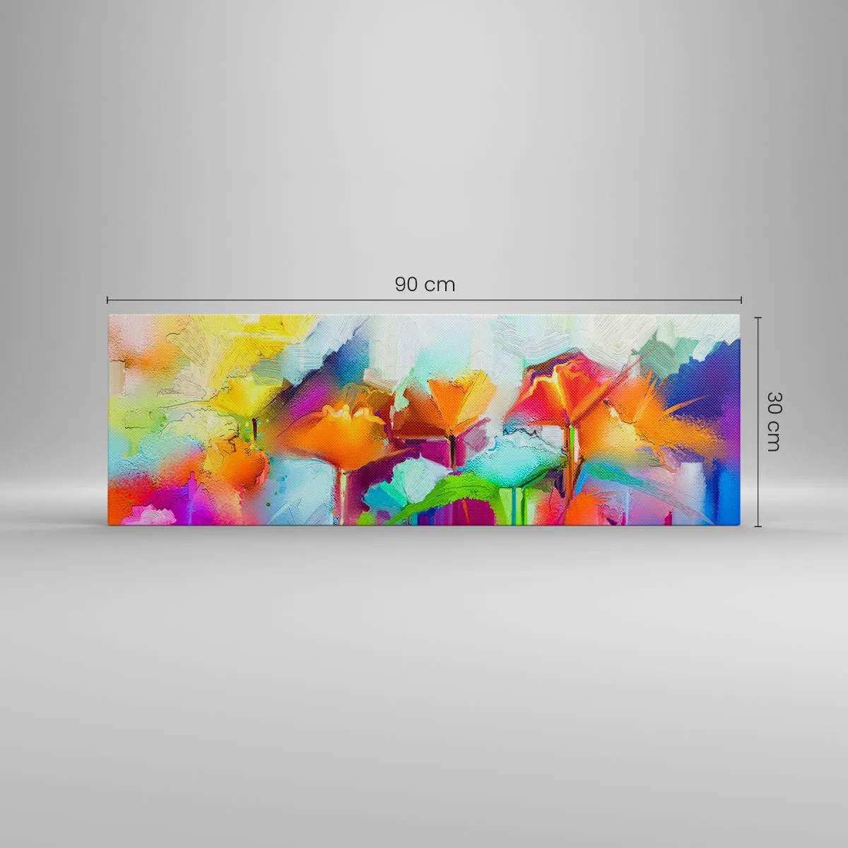 Lærredstryk - Billede på lærred - Regnbuen i blomstring - 90x30 cm