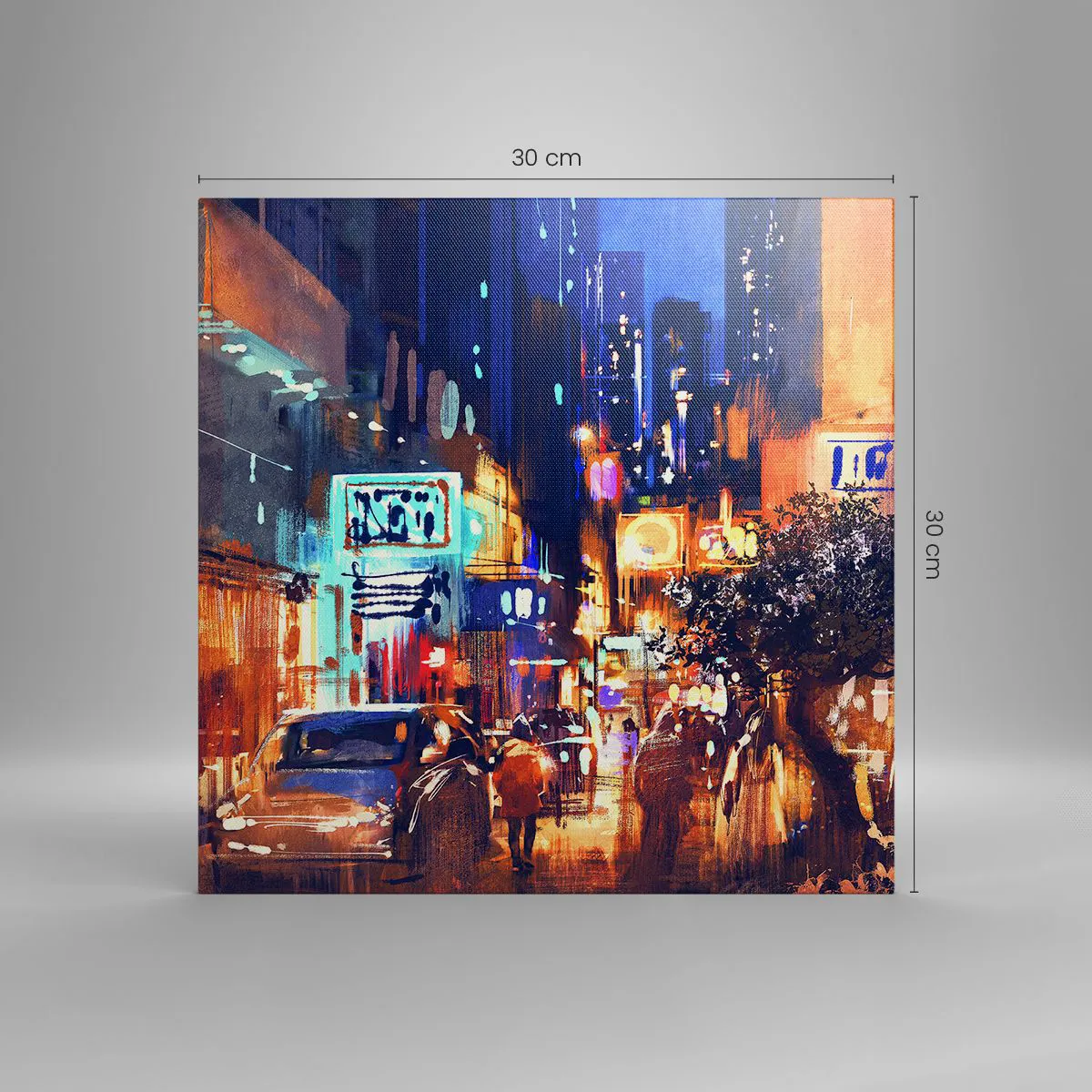 Lærredstryk - Billede på lærred - Og byen sover ikke - 30x30 cm