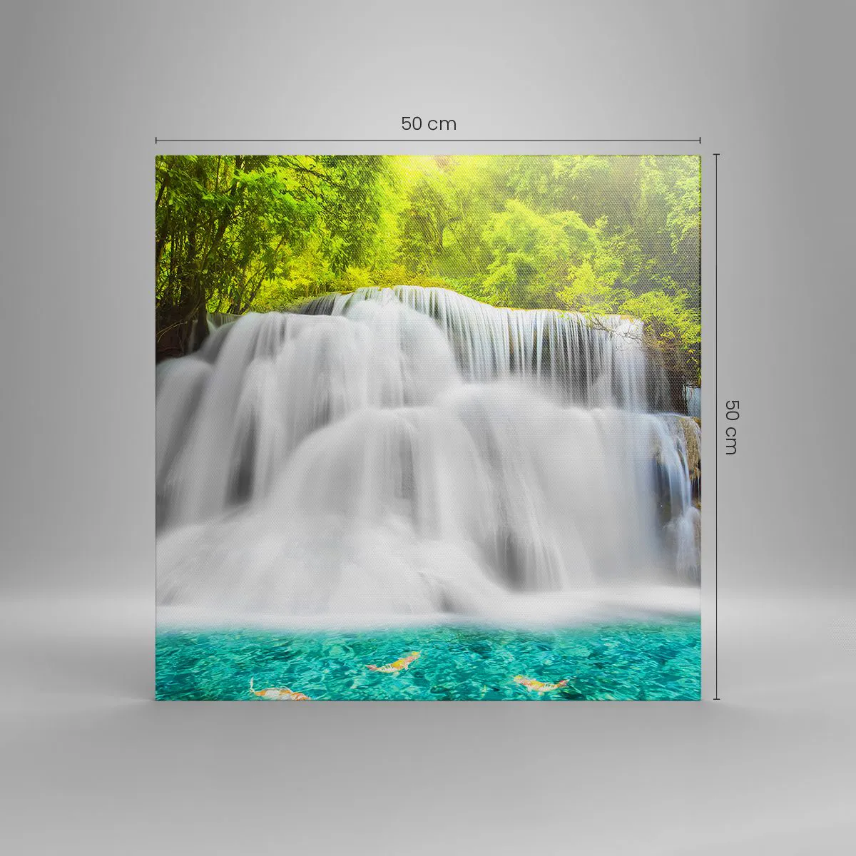 Quadro su tela - Stampe su Tela - Cascata spumeggiante dal verde all'azzurro - 50x50 cm