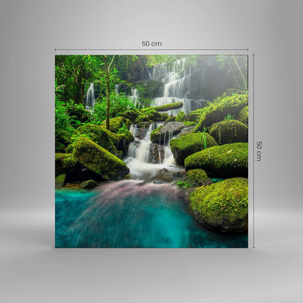 Quadro su tela - Stampe su Tela - Turchese, zaffiro e argento liquido - 50x50 cm