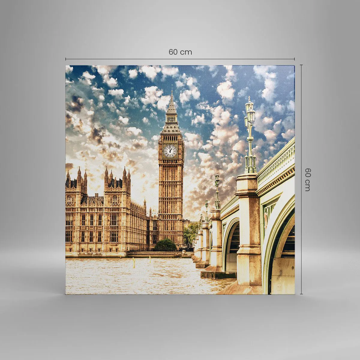 Cuadro sobre lienzo - Impresión de Imagen - Nubes sobre el Támesis - 60x60 cm