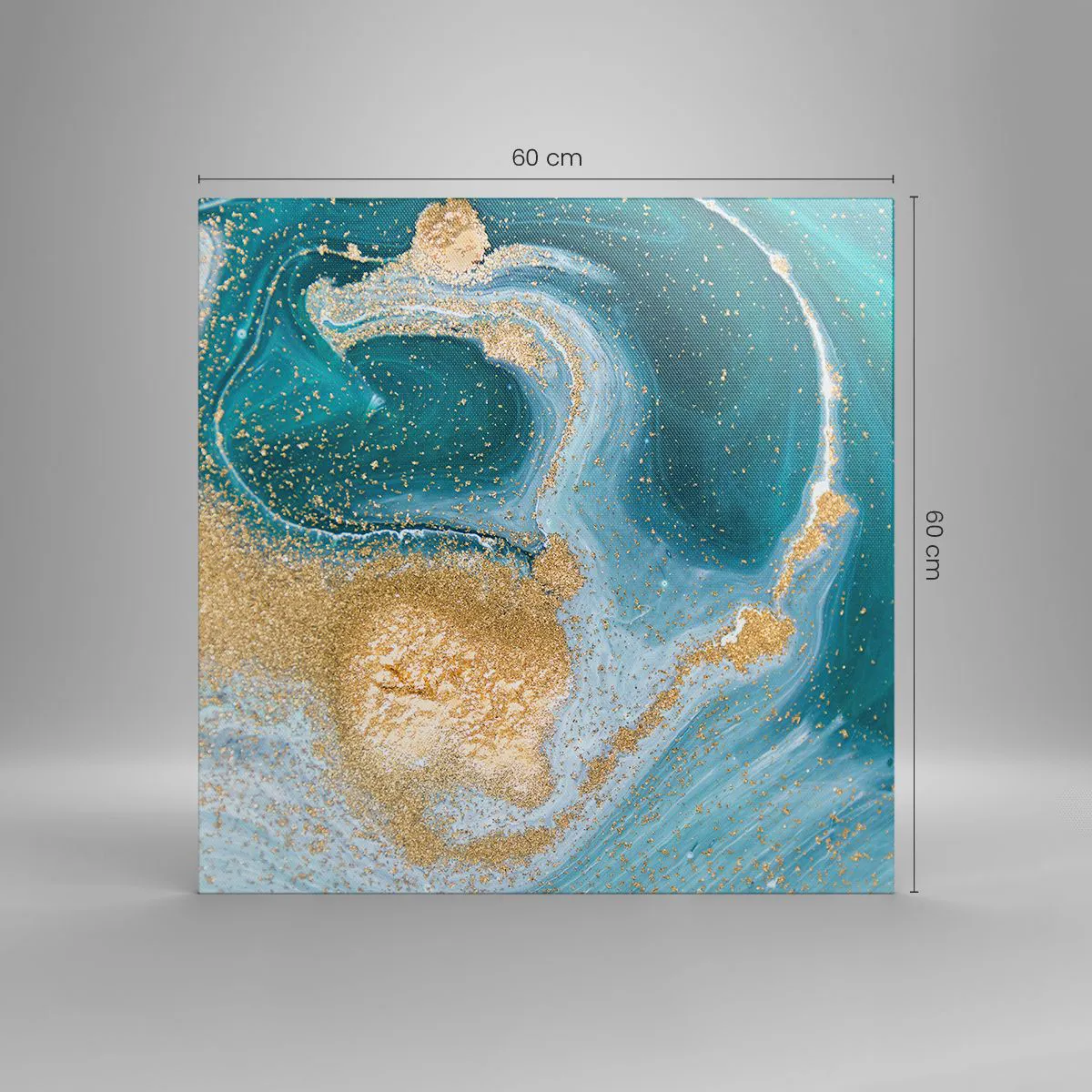 Impression sur toile - Image sur toile - Tourbillon d'or et de turquoise - 60x60 cm