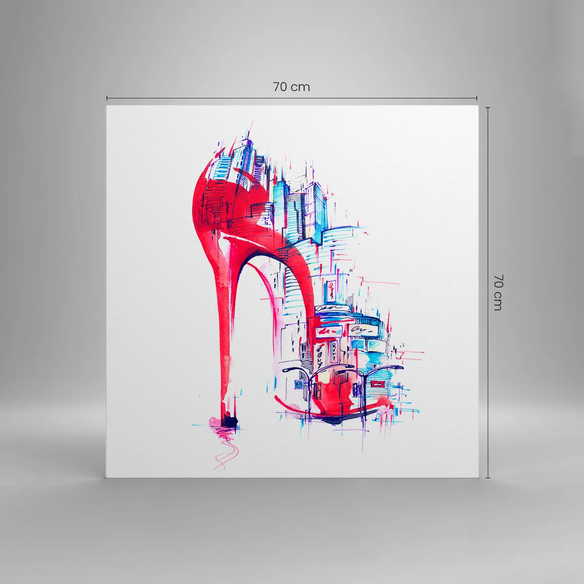 Lærredstryk - Billede på lærred - Elegant kvinde fra storbyen - 70x70 cm