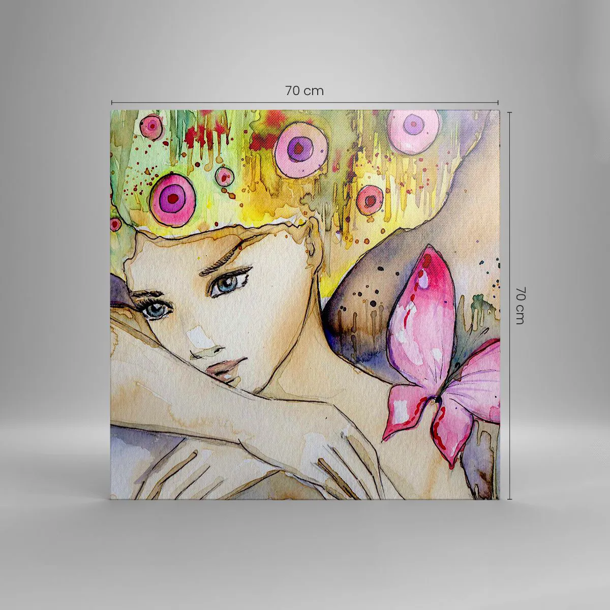 Schilderen op canvas - Vlinderprinses - 70x70 cm