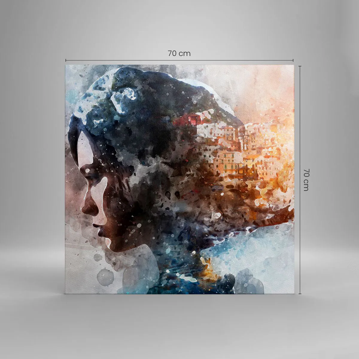 Obraz na płótnie - Opowieść o dziewczynie z miastem w tle - 70x70 cm