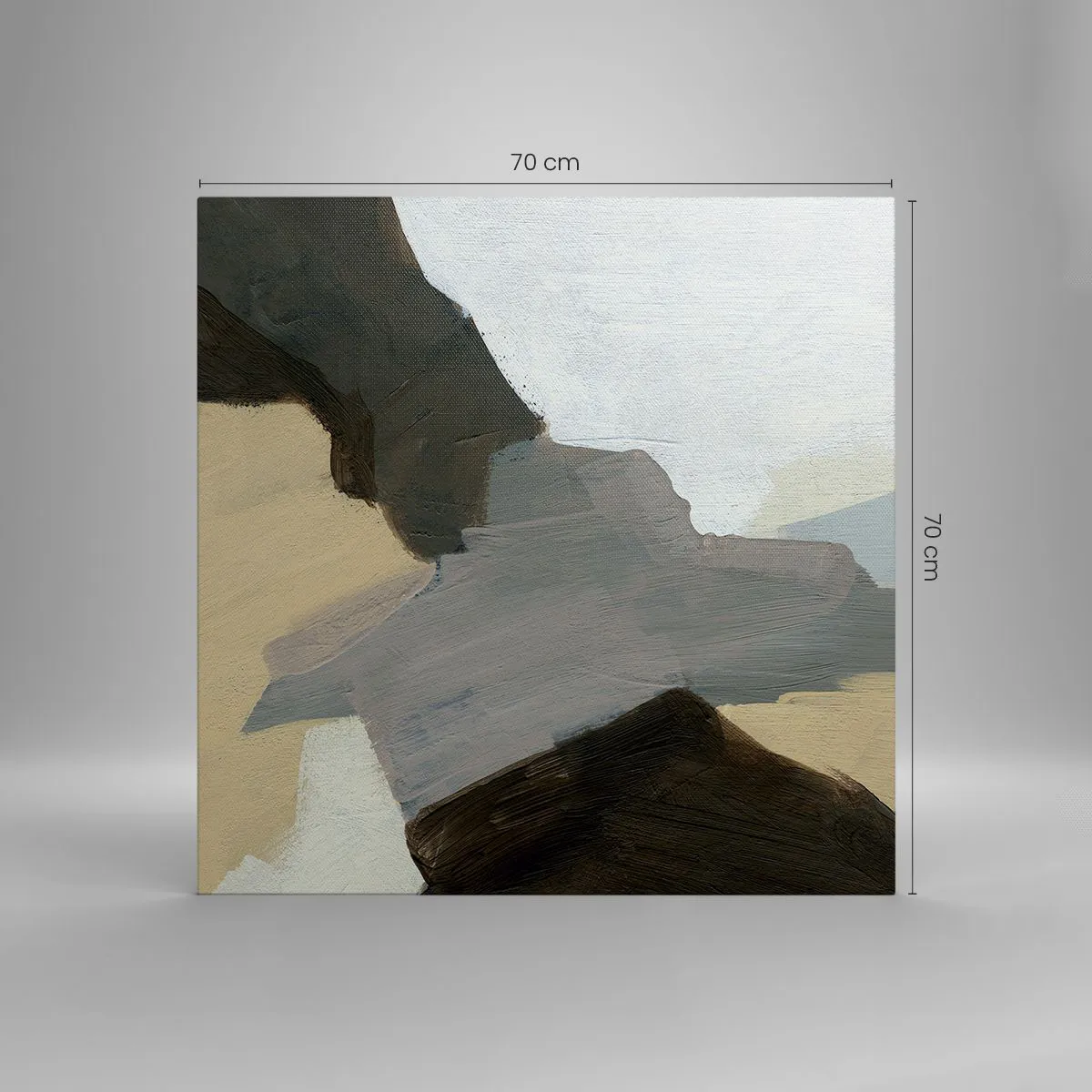 Impression sur toile - Image sur toile - Abstraction : le carrefour du gris - 70x70 cm