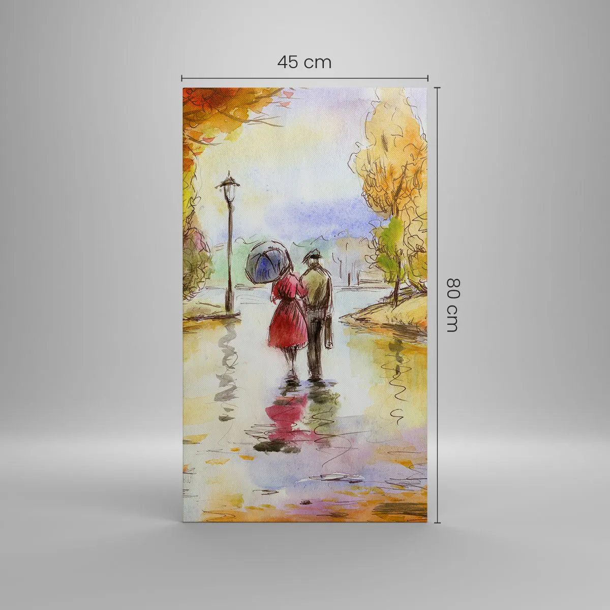Cuadro sobre lienzo - Impresión de Imagen - Un otoño romántico en el parque - 45x80 cm
