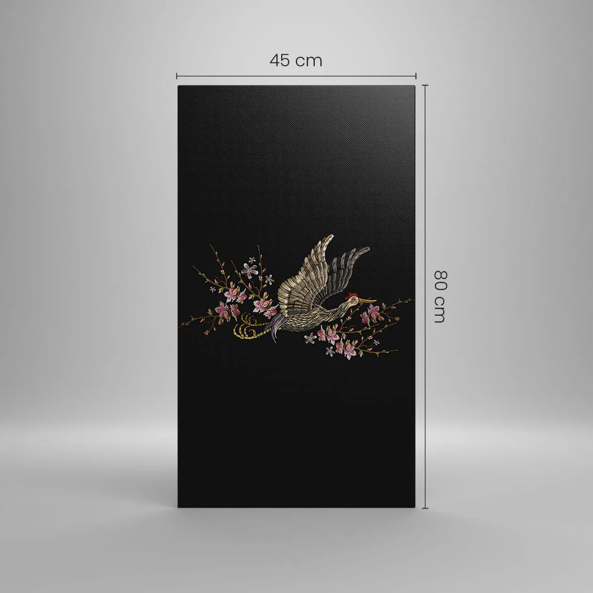 Impression sur toile - Image sur toile - Oiseau brodé exotique - 45x80 cm