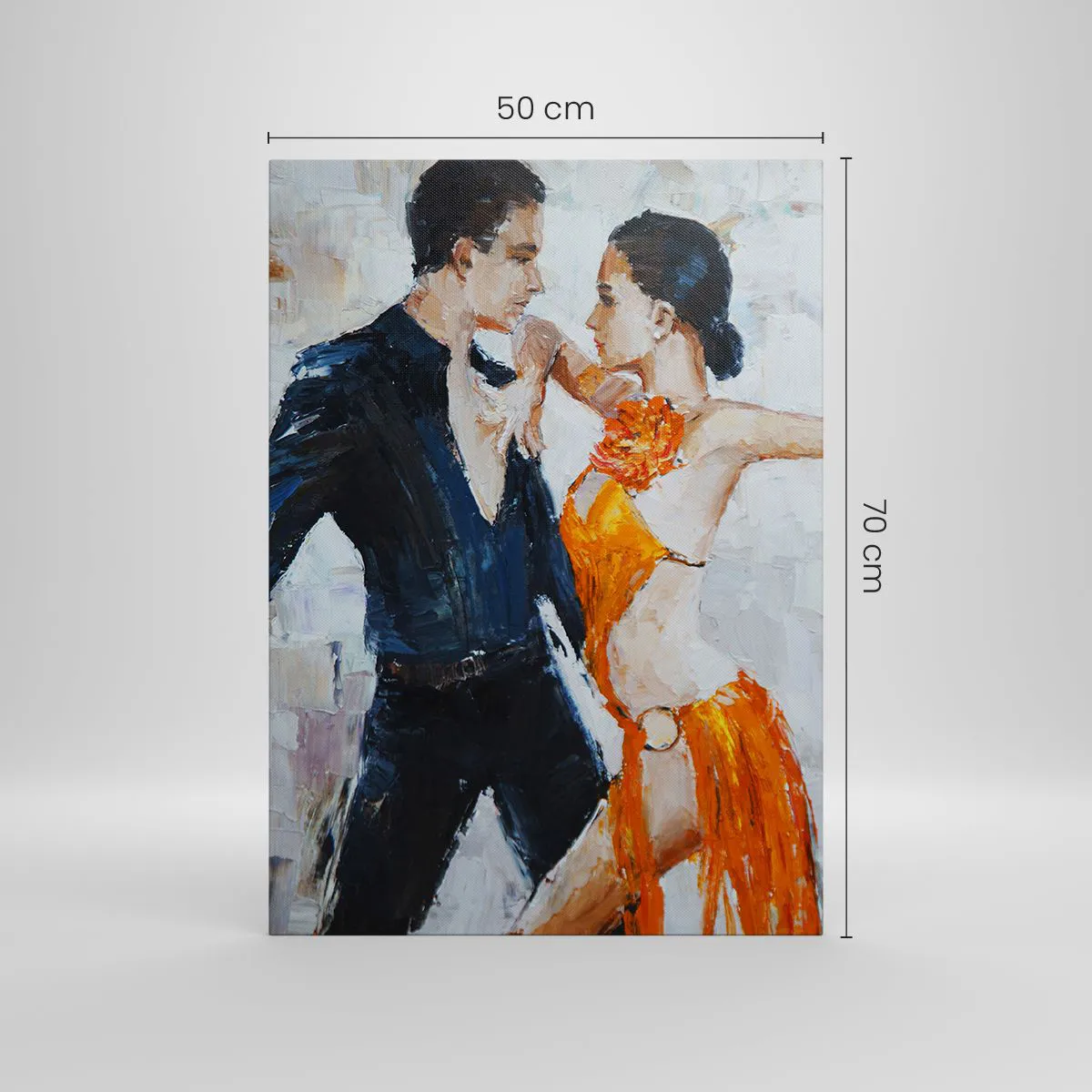 Bild auf Leinwand - Leinwandbild - Ein dynamisches Paar, das im lateinamerikanischen Stil tanzt. - 50x70cm - Schmutziges Tanzen - Moderne Wanddekoration für Wohnzimmer und Schlafzimmer ARTTOR