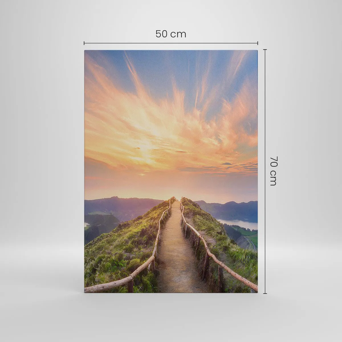 Obraz na płótnie - Górska ścieżka o zachodzie słońca - 50x70cm - Blisko nieba - Nowoczesna dekoracja ścienna do salonu, kuchni i sypialni ARTTOR