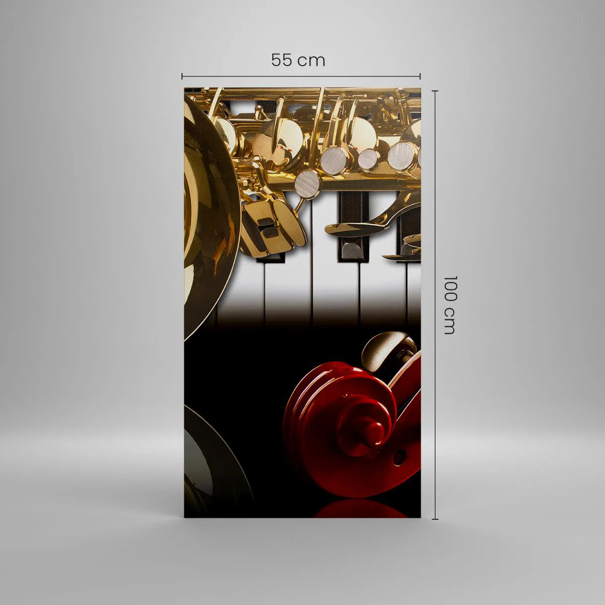 Lærredstryk - Billede på lærred - Metalplader, træ og elfenben - 55x100 cm