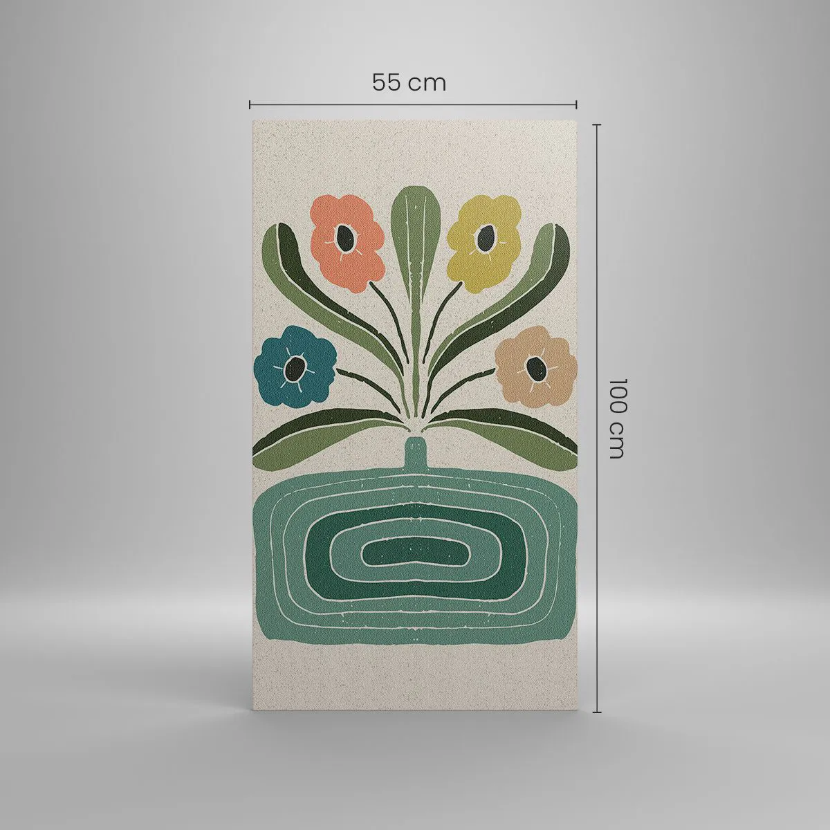 Quadro em tela - Buquê simétrico - 55x100 cm