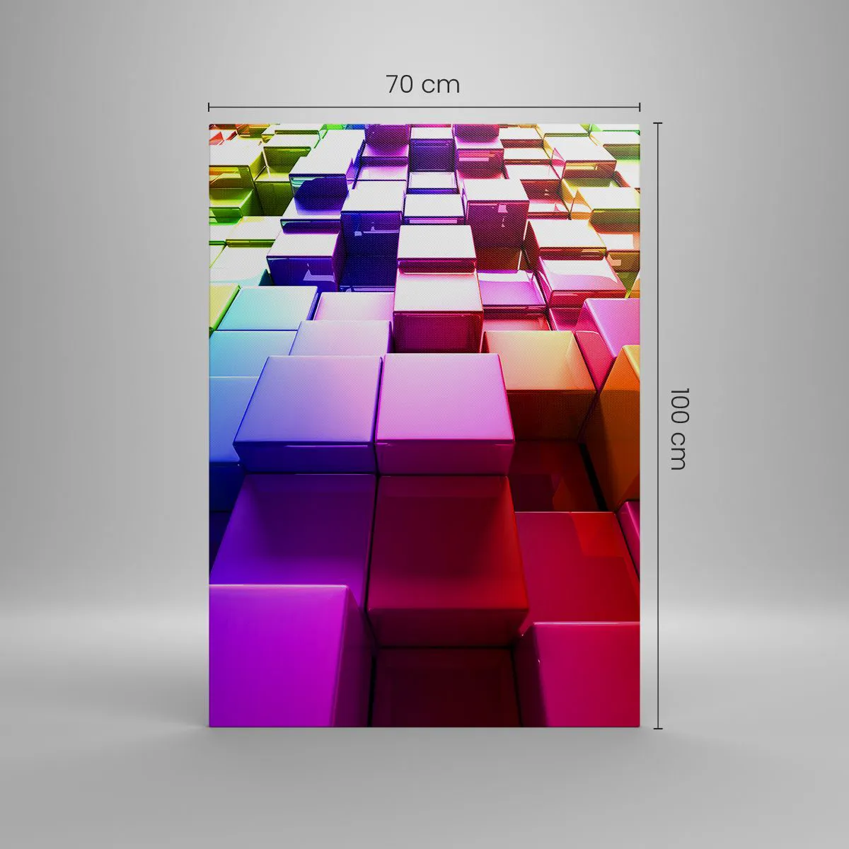 Impression sur toile - Image sur toile - Cubes géométriques 3D colorés - 70x100cm - Collaboration Op art dans une équipe - Décoration murale moderne pour le salon et la chambre ARTTOR