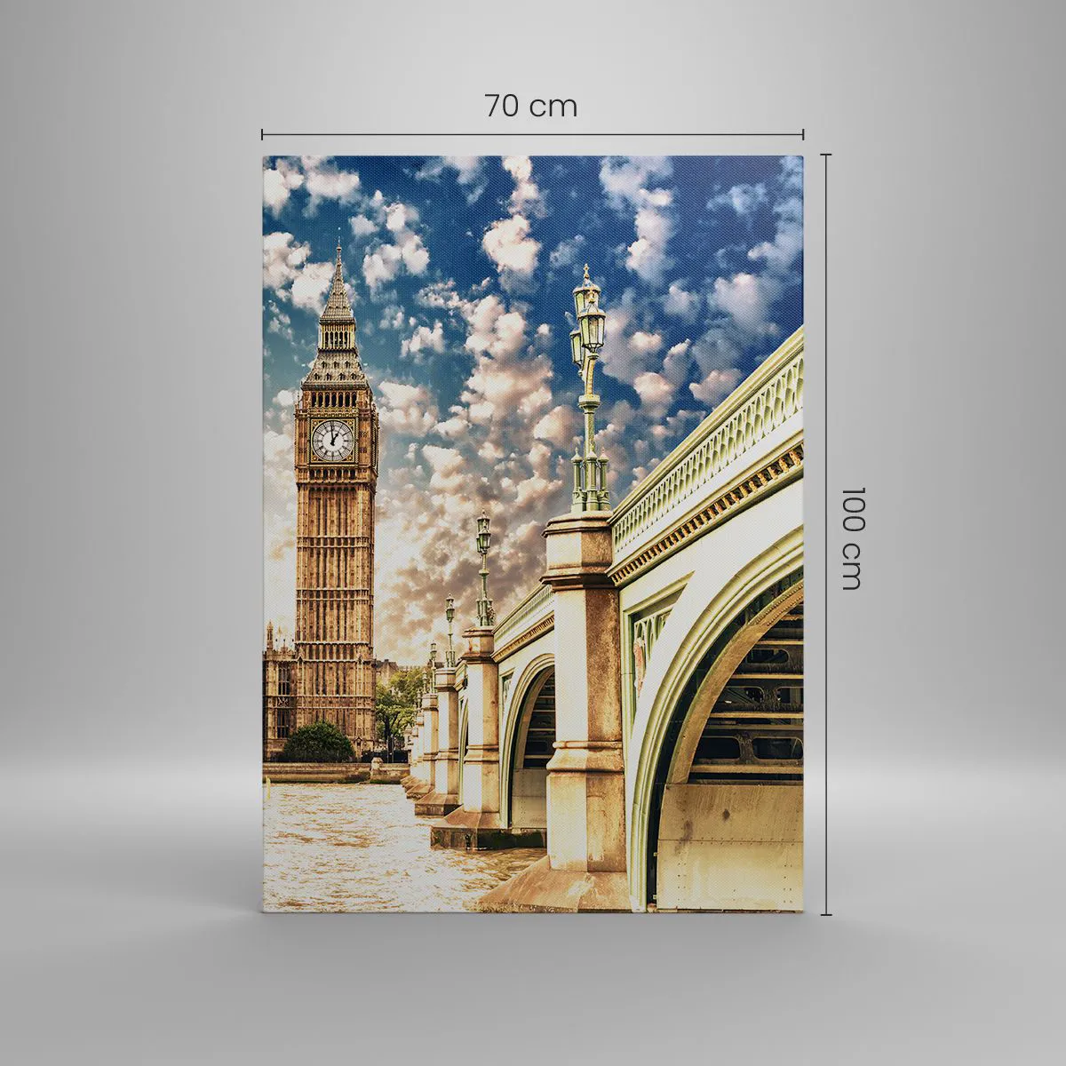 Canvastavla - Bild på duk - Moln över Thames - 70x100 cm