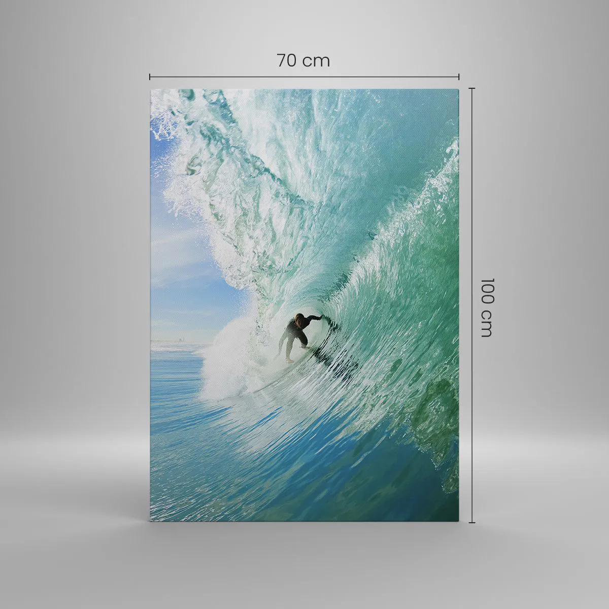 Cuadro sobre lienzo - Impresión de Imagen - Un surfista montando una ola bajo la luz del sol contra un cielo azul. - 70x100cm - Siempre en la ola - Decoración de pared moderna para salón y dormitorio ARTTOR