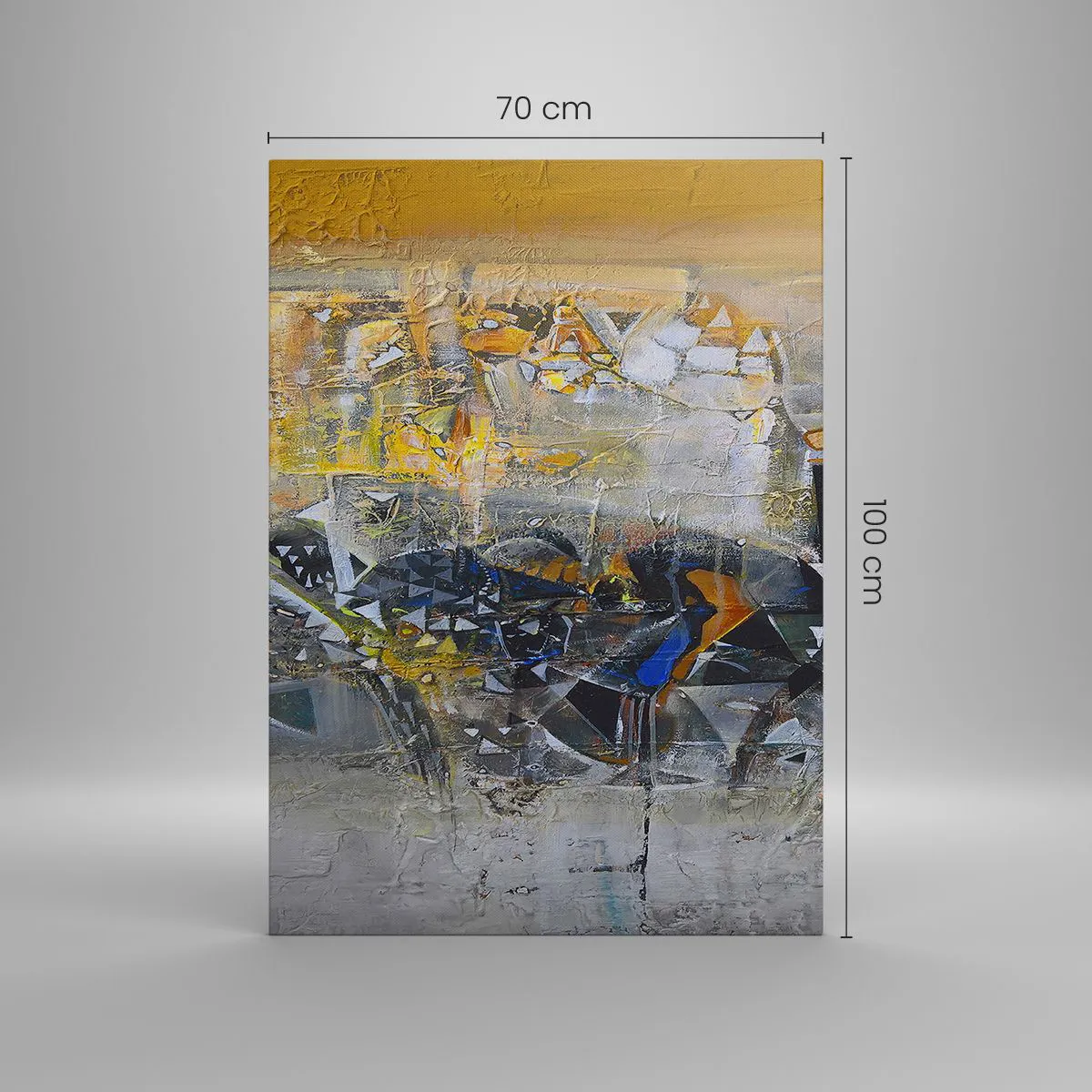 Cuadro sobre lienzo - Impresión de Imagen - Abstracción con tonos dominantes de amarillo y gris. - 70x100cm - Todo se pondrá en su sitio - Decoración de pared moderna para salón y dormitorio ARTTOR