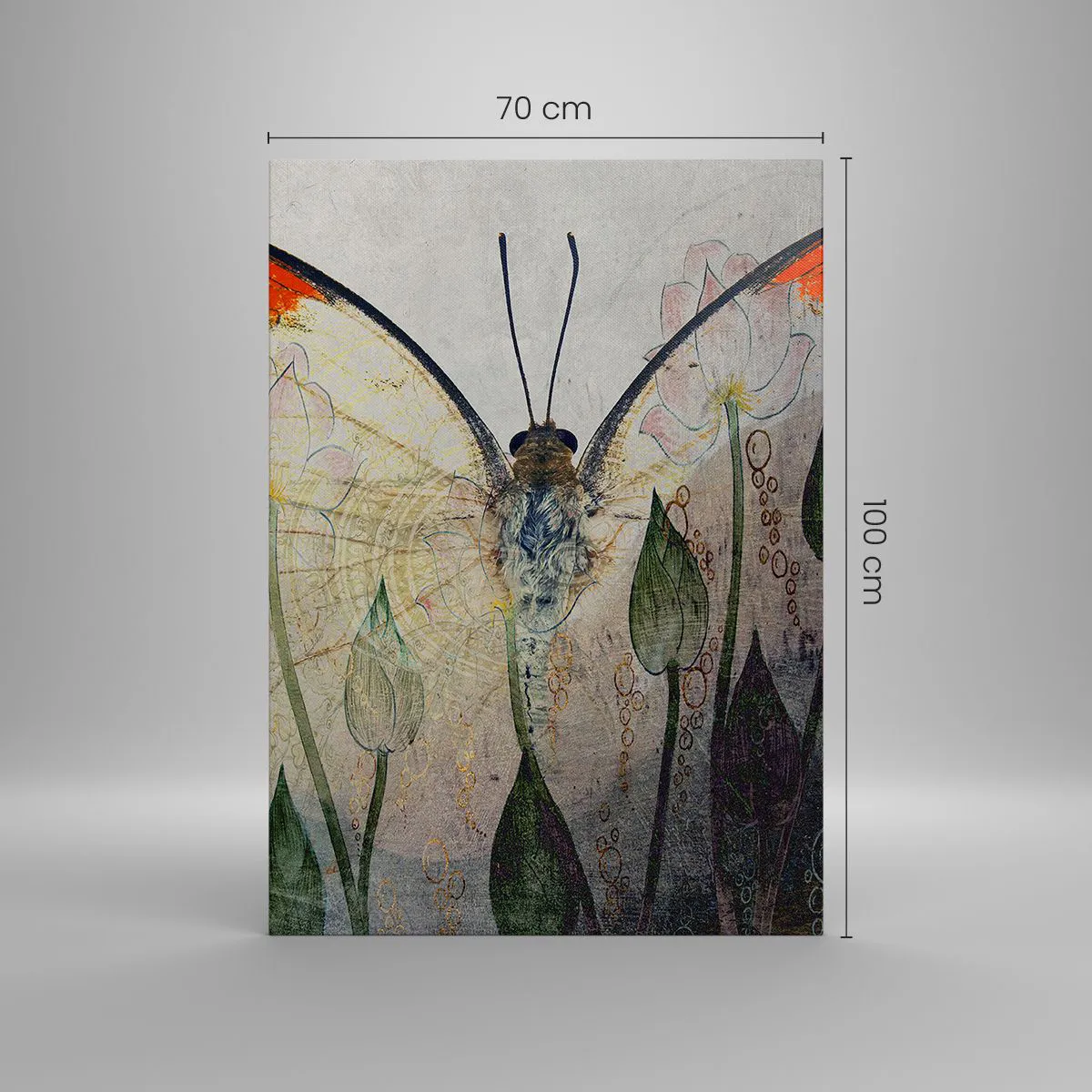 Canvas picture - When a Butterfly is Swinging on the Grass - 70x100 cm