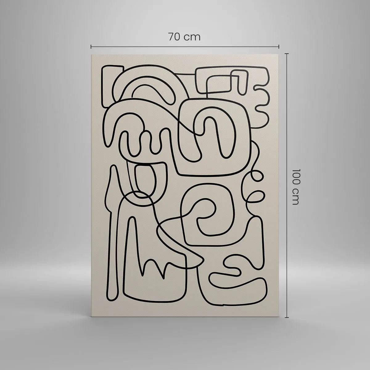 Impression sur toile - Image sur toile - Motif d'art linéaire abstrait en noir sur fond clair - 70x100cm - Suivez les indices - Décoration murale moderne pour le salon et la chambre ARTTOR