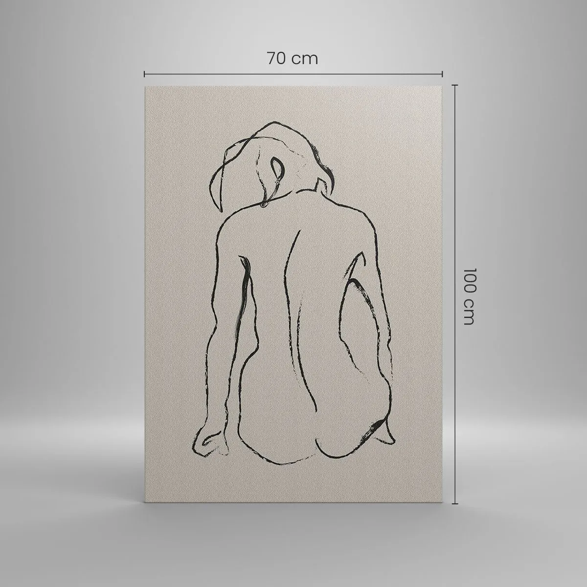 Impression sur toile - Image sur toile - Un croquis subtil de la silhouette d'une fille de dos - 70x100cm - Femme nue - Décoration murale moderne pour le salon et la chambre ARTTOR