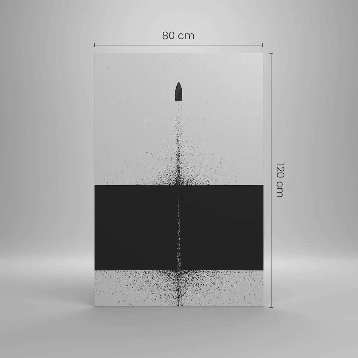 Impression sur toile - Image sur toile - Un projectile symbolique dans un style minimaliste et abstrait. - 80x120cm - Droit au but - Décoration murale moderne pour le salon et la chambre ARTTOR