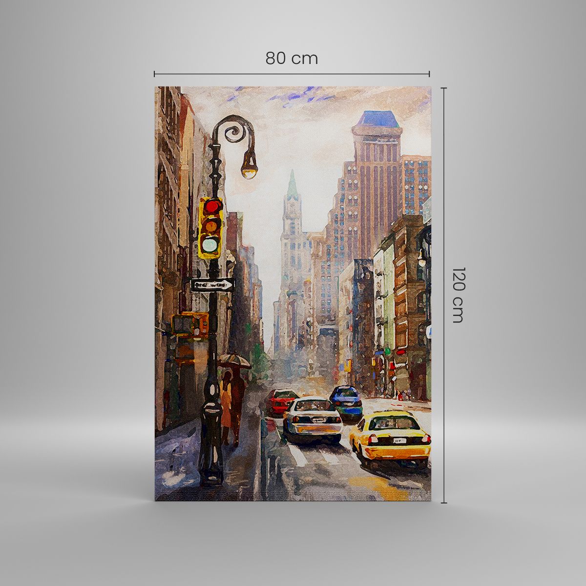 Quadro su tela, Stampe su Tela 80x120 cm - New York: colorata anche sotto  la pioggia - Arttor - Negozio con decorazioni da parete