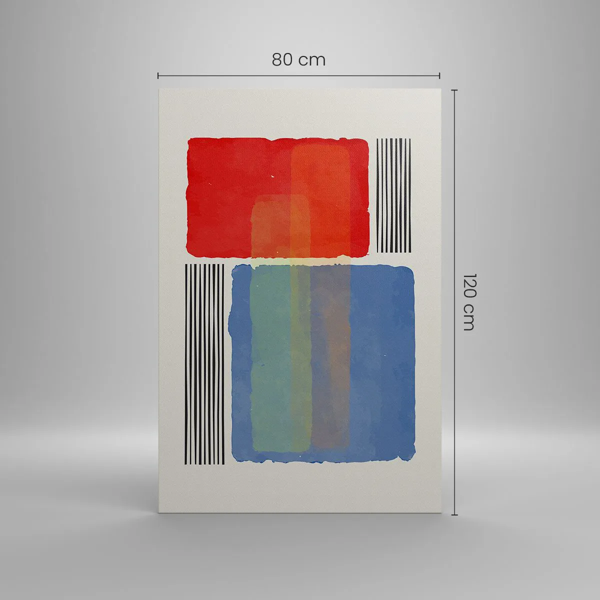 Impression sur toile - Image sur toile - Composition géométrique avec des blocs et des lignes colorés - 80x120cm - Esprit et lettre de la géométrie - Décoration murale moderne pour le salon et la chambre ARTTOR