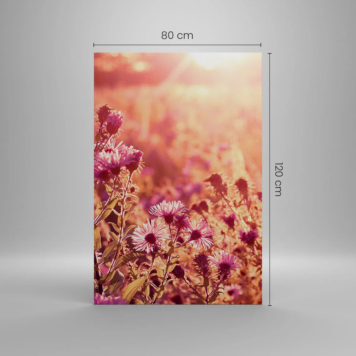 Obraz na płótnie - Łąka w świetle zachodzącego słońca - 80x120cm - Przed odejściem lata - Nowoczesna dekoracja ścienna do salonu i sypialni ARTTOR